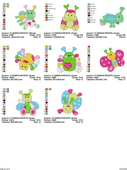 Pacote Matrizes de Bordado Borboletas Infantil