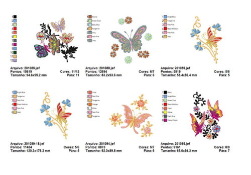 Pacote Matrizes de Bordado Borboletas Mariposas