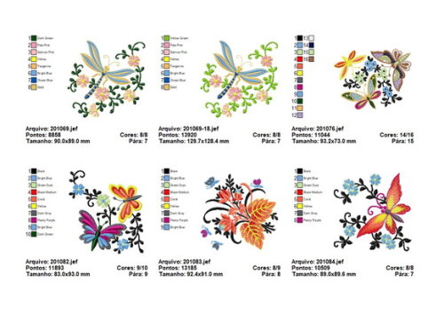Pacote Matrizes de Bordado Borboletas Mariposas