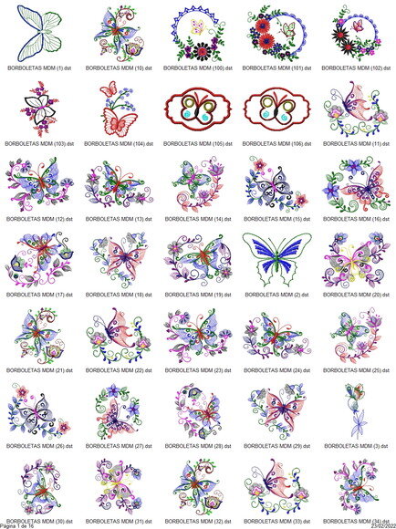 Pacote Matrizes de Bordado Borboletas Sortidas