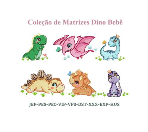Pacote Matrizes de Bordado Dinossauros Bebê