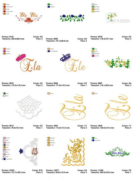 Pacote Matrizes de Bordado Ele & Ela