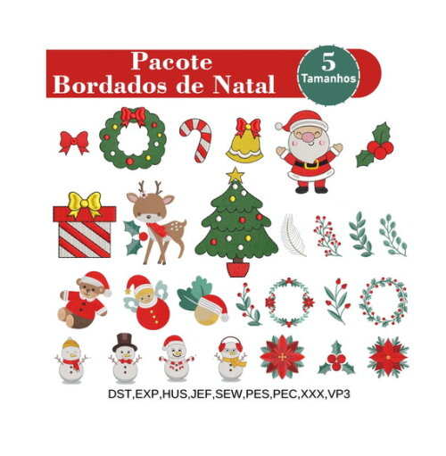 Pacote Matrizes de Bordado Natal Variados