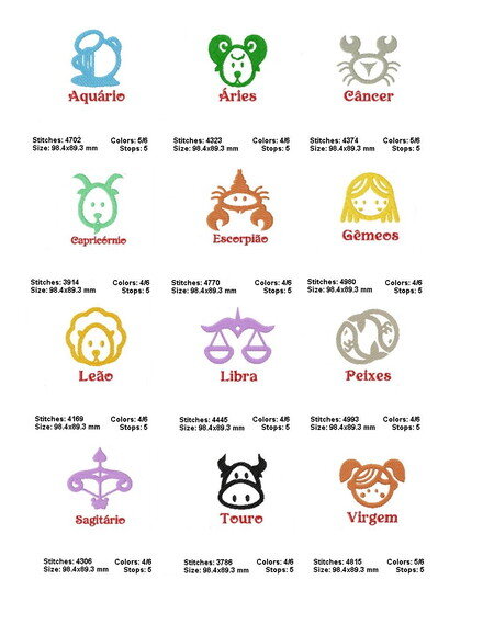 Pacote Matrizes de Bordado Signos