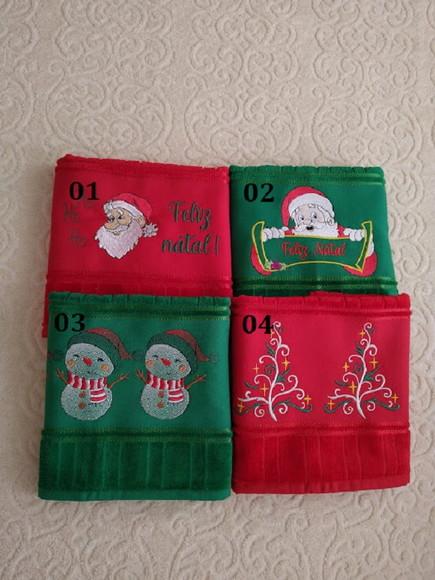 Decoração de Natal - Toalha de Rosto Bordada -valor Unitário