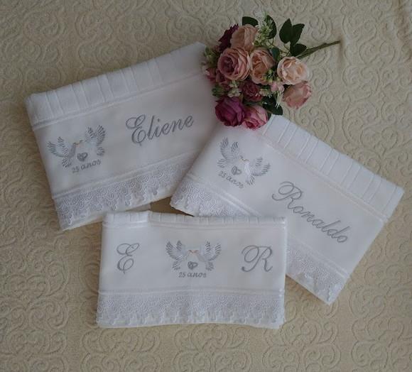 Kit Banho/rosto Presente Bodas de Prata com Renda Guipir