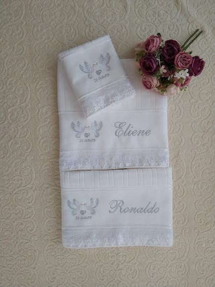 Kit Banho/rosto Presente Bodas de Prata com Renda Guipir