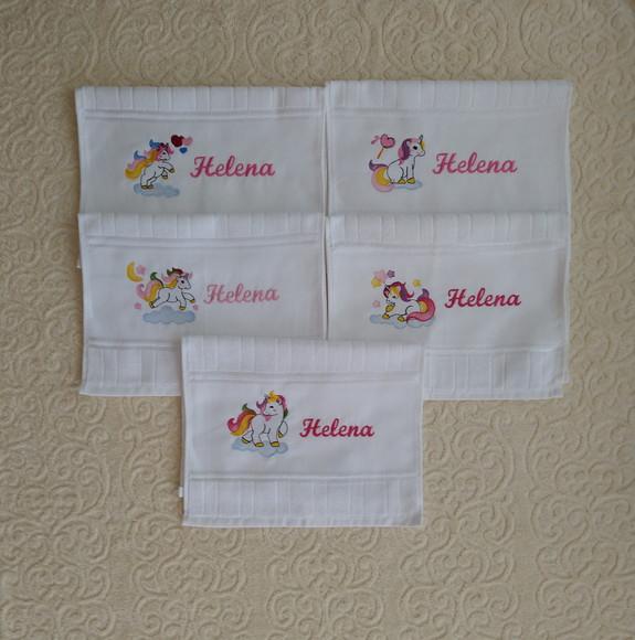 Kit com 5 Toalhinhas para Lancheira com Tema Unicórnio