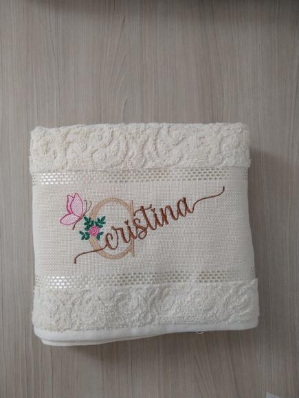 Presente de Natal - Toalha Banhão Karsten Bordada