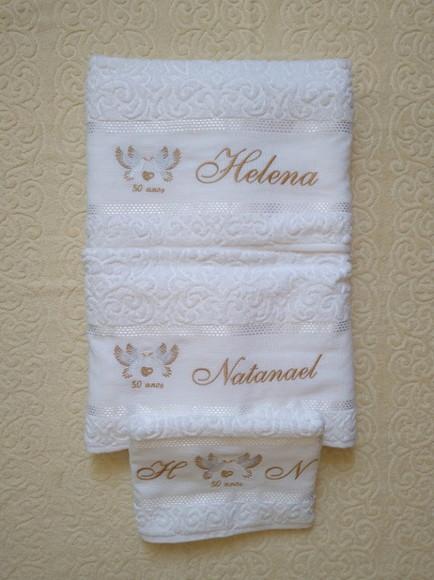 Presente Personalizado para Bodas de Ouro - toalhas gigante