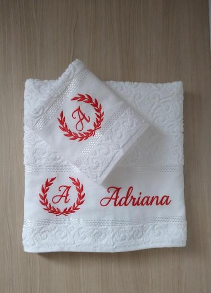 Toalha Banhão Bordada - kit 02 peças