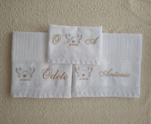 Bodas de Diamante Jogo de banho 03 peças acabamento com rend