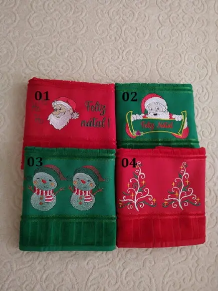 Decoração de Natal - Toalha de Rosto Bordada -valor Unitário