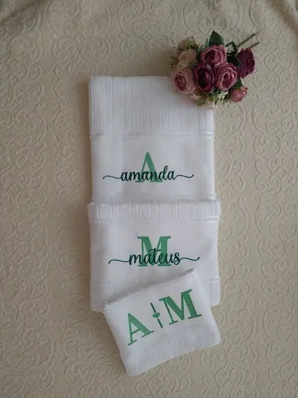 Jogo de Toalhas Banho e Rosto Dohler Bordadas Nome 03 Peças