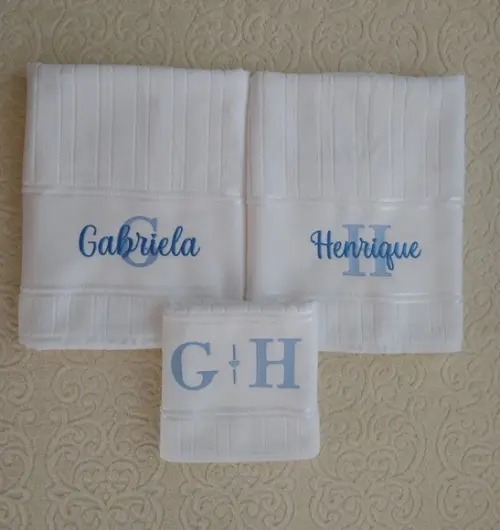 Jogo de Toalhas Dohler Bordadas 03 Peças-presente Casamento