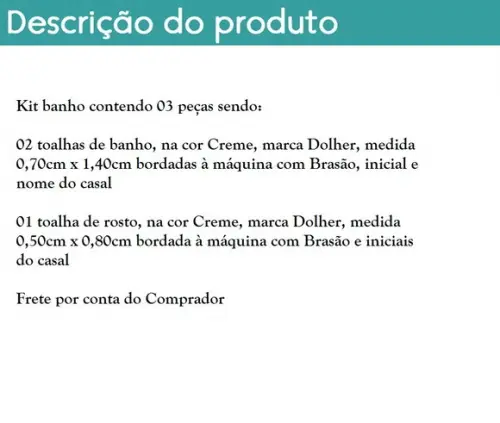 Kit banho personalizado com 03 peças