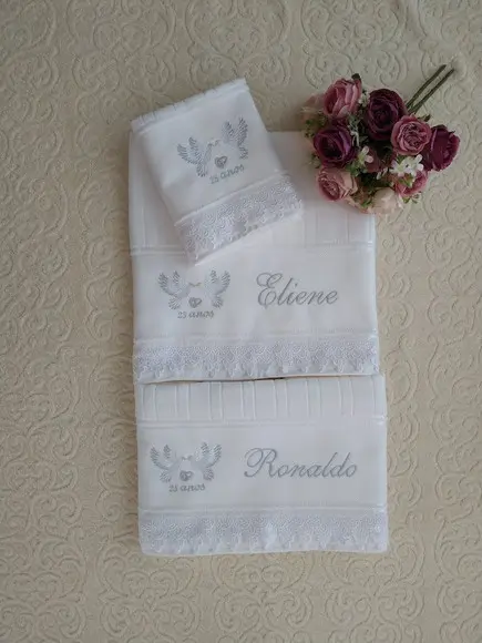 Kit Banho/rosto Presente Bodas de Prata com Renda Guipir