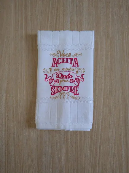 Kit com 04 Toalhinhas Convite Padrinho e Madrinha de Batismo