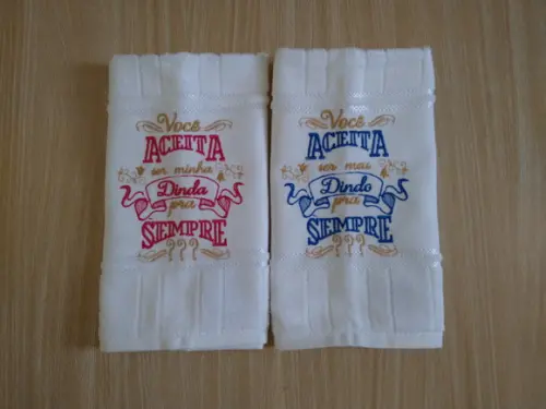 Kit com 04 Toalhinhas Convite Padrinho e Madrinha de Batismo