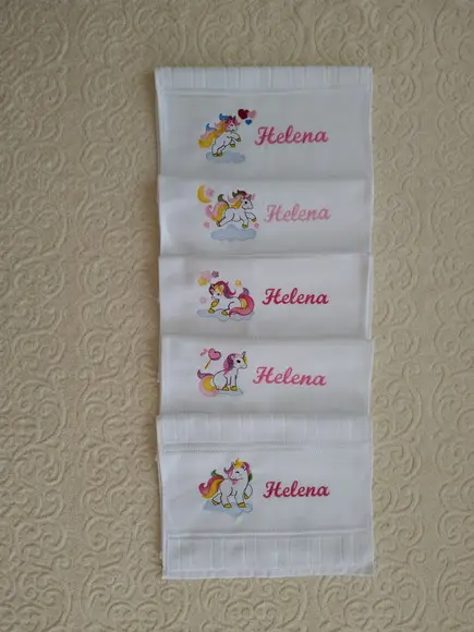 Kit com 5 Toalhinhas para Lancheira com Tema Unicórnio