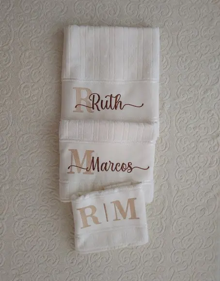Kit Toalhas de Banho 03 Peças Cor Creme- Presente Casamento