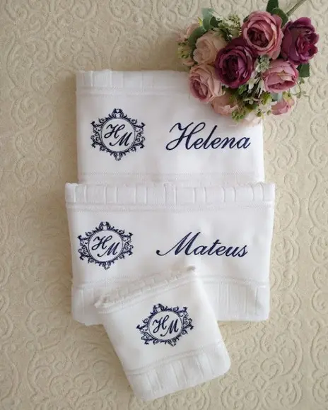 Presente Especial de Casamento-kit Toalhas Bordadas 03 Peças