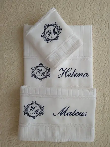 Presente Especial de Casamento-kit Toalhas Bordadas 03 Peças