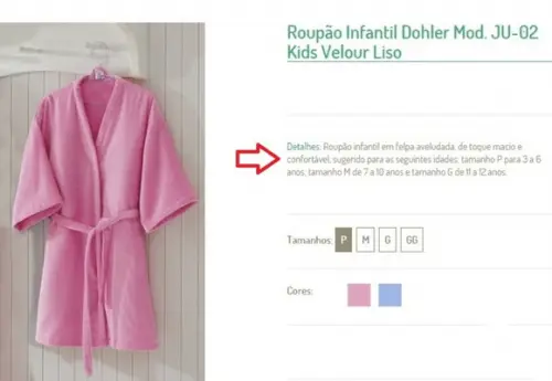 Roupão Infantil na Cor Rosa Personalizado - Tamanho Gg