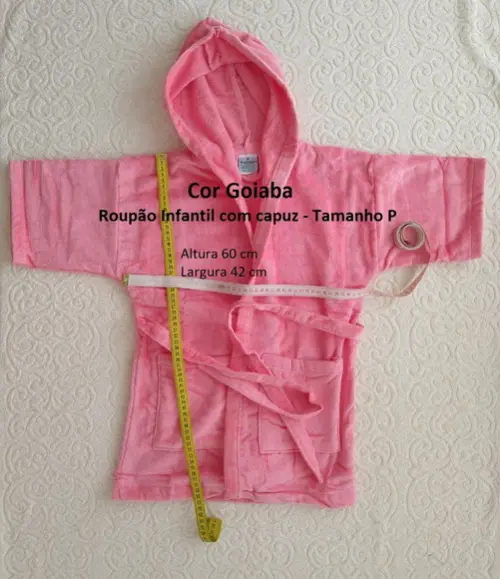 Roupão Infantil Cor Goiaba com Capuz - Tamanho P
