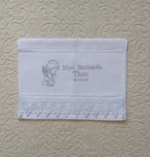 Toalhinha Bordada Meu Batizado (ref a 01 unidade)