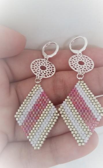 Brinco Argola Listas Rosa