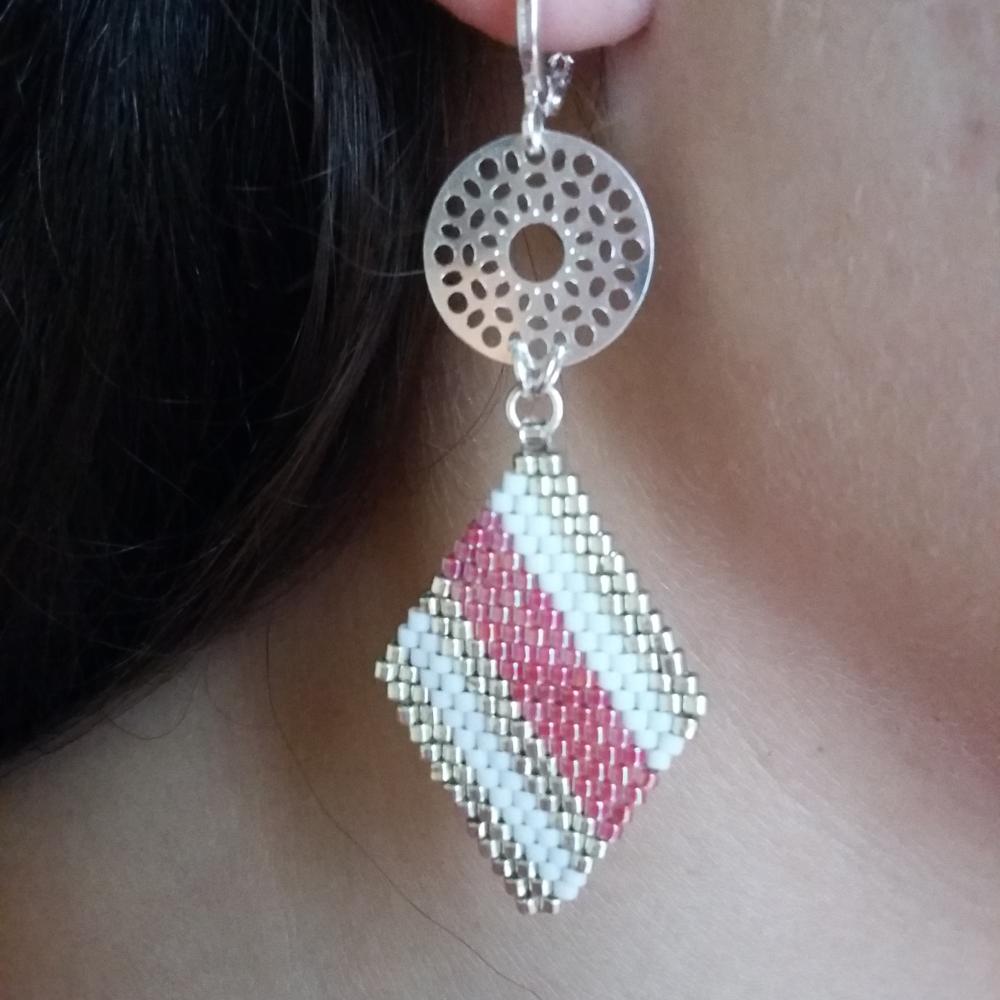 Brinco Argola Listas Rosa