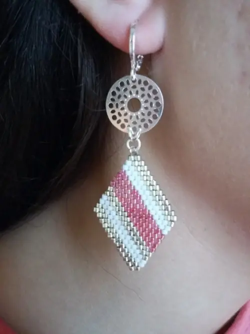 Brinco Argola Listas Rosa