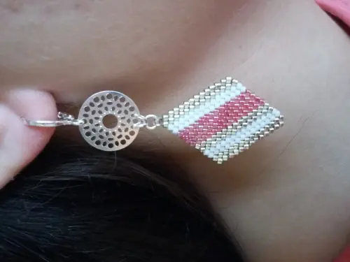 Brinco Argola Listas Rosa