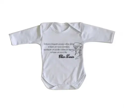 Body bebê roupa nenê Chico Xavier espirita Alan kardec