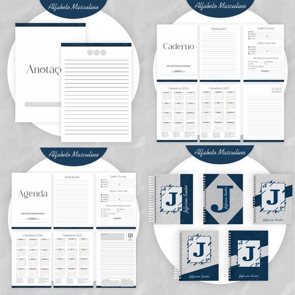 Agenda Caderno Bloquinho Alfabeto Masculino 2024 Arquivo Dig