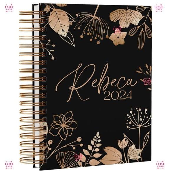 Agenda Floral Preta Permanente e Não Datada Arquivo Digital