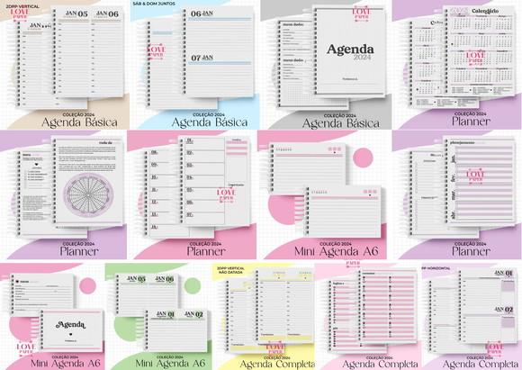 Agenda Floral Preta Permanente e Não Datada Arquivo Digital