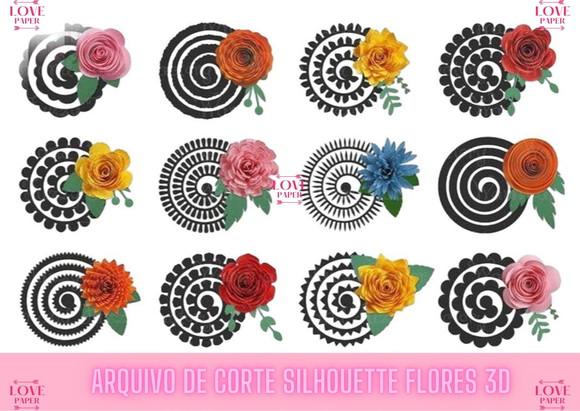 Arquivo de Corte Silhouette Flores 3d
