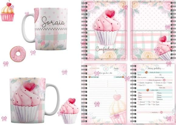 Arquivo Digital Agenda Confeiteira Arte para Caneca