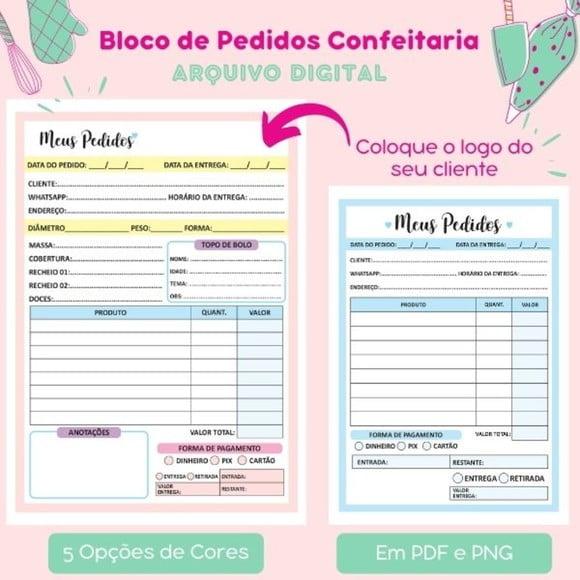 Bloco de Pedidos Confeitaria - Arquivo Digital