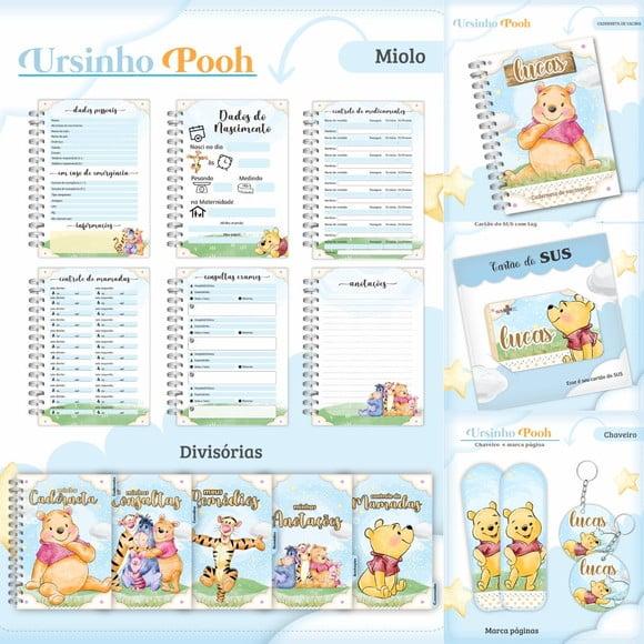 Caderneta + Cartão do Sus Pooh Aquarela Arquivo Digital