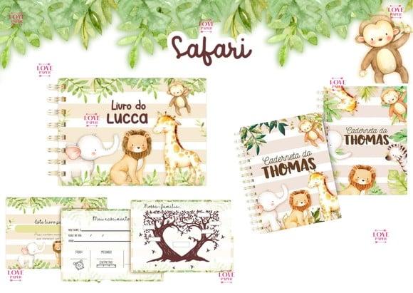 Caderneta Livro do Bebê e Bloquinho Safári - Arquivo Digital