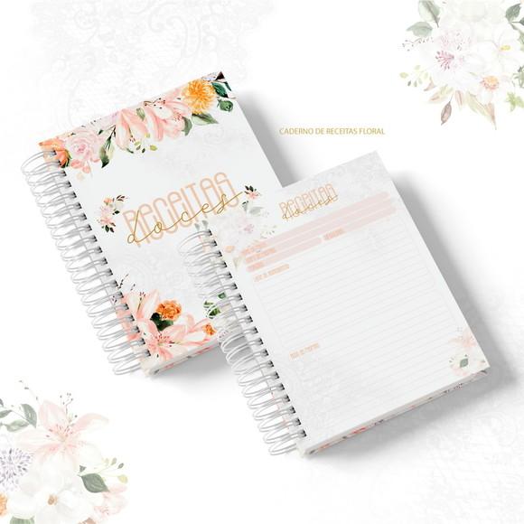 Caderno de Receitas Mamãe e Vovó Floral Arquivo Digital