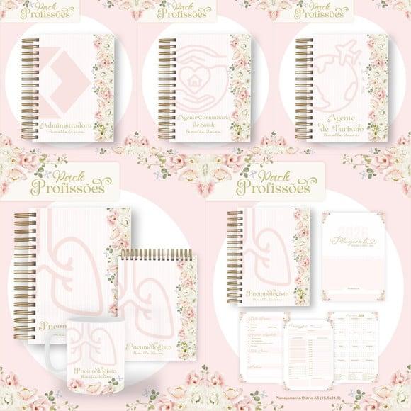 Combo 50 Profissões Floral Rosa 2026 e Permanente Arquivo