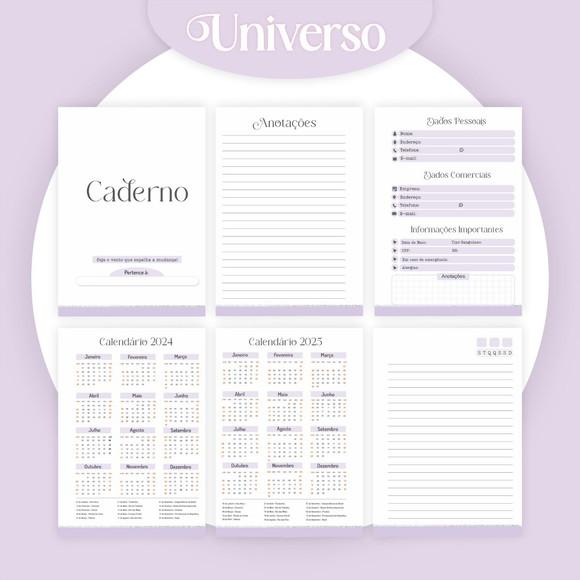 Combo Agenda Bloquinho Caderno Universo 2024 Arquivo Digital
