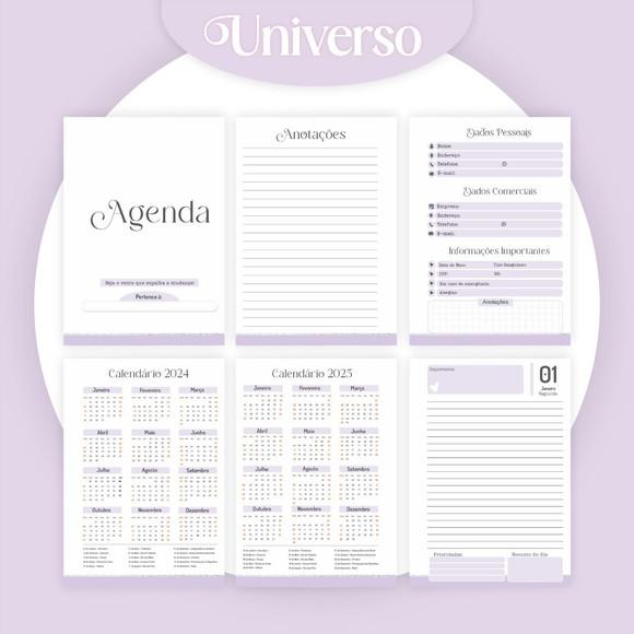 Combo Agenda Bloquinho Caderno Universo 2024 Arquivo Digital