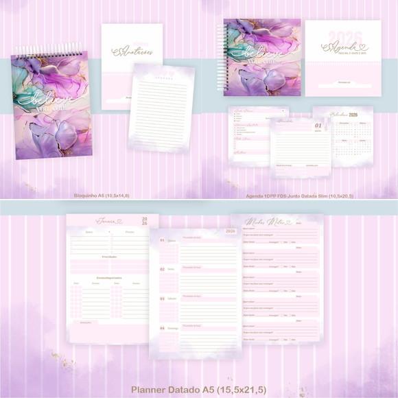 Combo Agenda e Planner Believe You Can 2026 Arquivo Digital