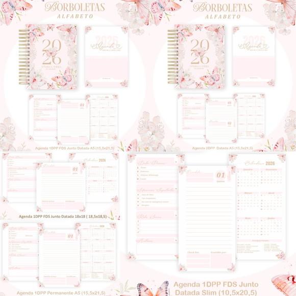 Combo Agenda e Planner Borboletas Alfabeto 2026 Arquivo