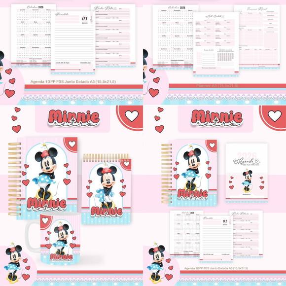 Combo Agenda e Planner Minnie Retro 2026 Arquivo Digital